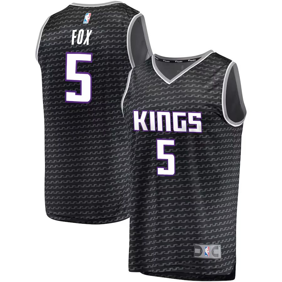 Men Sacramento Kings #5 De Aaron Fox Fanatics Branded Black Fast Break Replica NBA Jersey->sacramento kings->NBA Jersey
